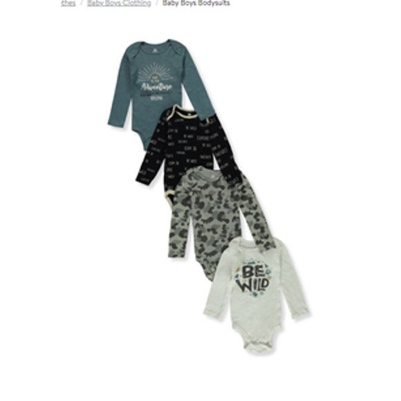 Koala Baby 4 Pack  Boys Assorted Adventure Long Sleeve Bodysuits Newborn NWT - Picture 3 of 4